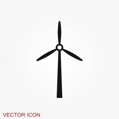 Yel değirmeni simgesi, rüzgar türbini sembolü arkaplanda izole.