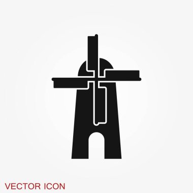 Yel değirmeni simgesi, rüzgar türbini sembolü arkaplanda izole.