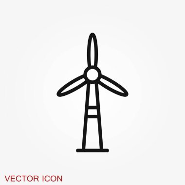 Yel değirmeni simgesi, rüzgar türbini sembolü arkaplanda izole.