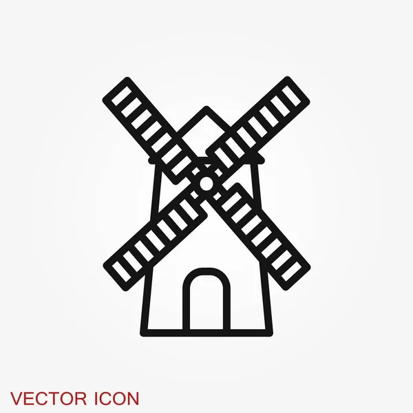 Icône Moulin Vent Symbole Éolienne Isolé Sur Fond — Image vectorielle