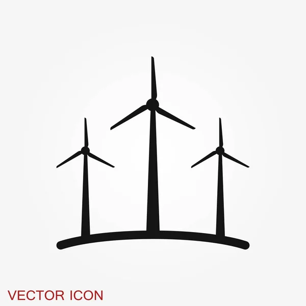 Ícone Moinho Vento Símbolo Turbina Eólica Isolado Fundo — Vetor de Stock