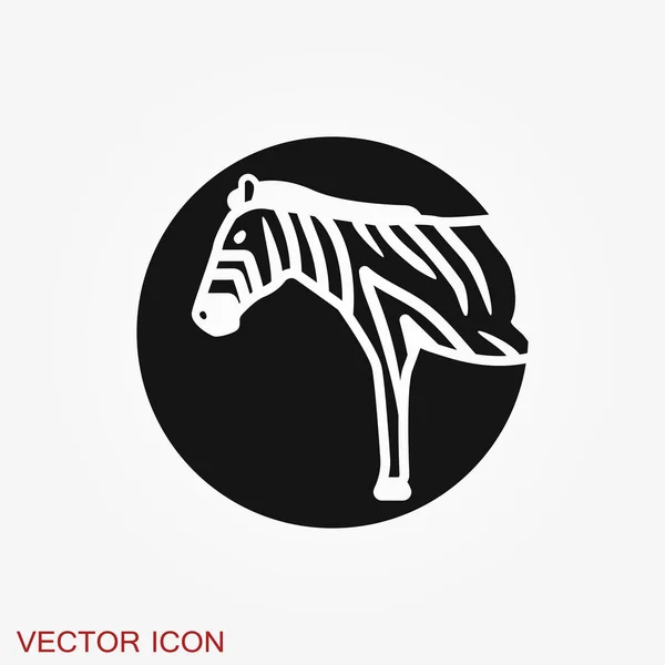 Ícone de zebra isolado no fundo branco, zoológico animal — Vetor de Stock