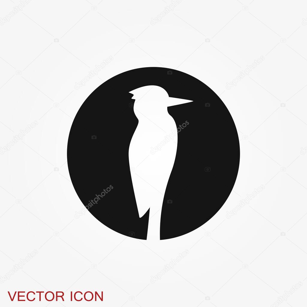Woodpecker icon. Bird symbol isolated on background.