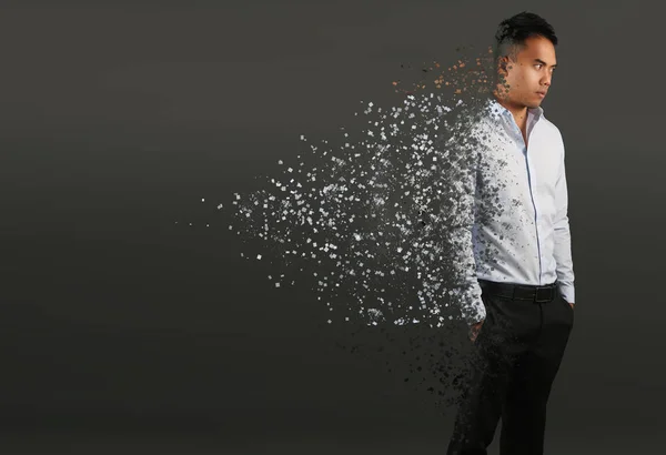 Muž s pixel rozptyl efektem — Stock fotografie