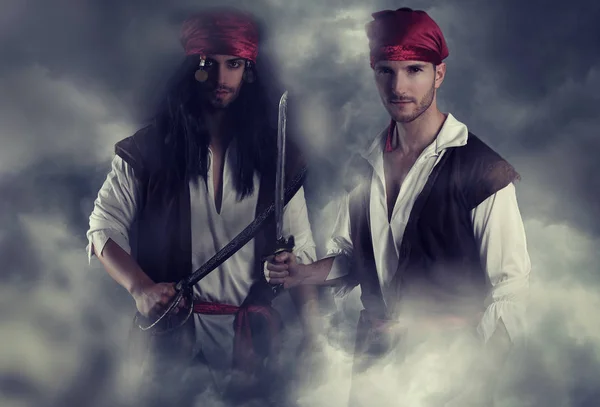 Two handsome young pirate — Stock Photo, Image