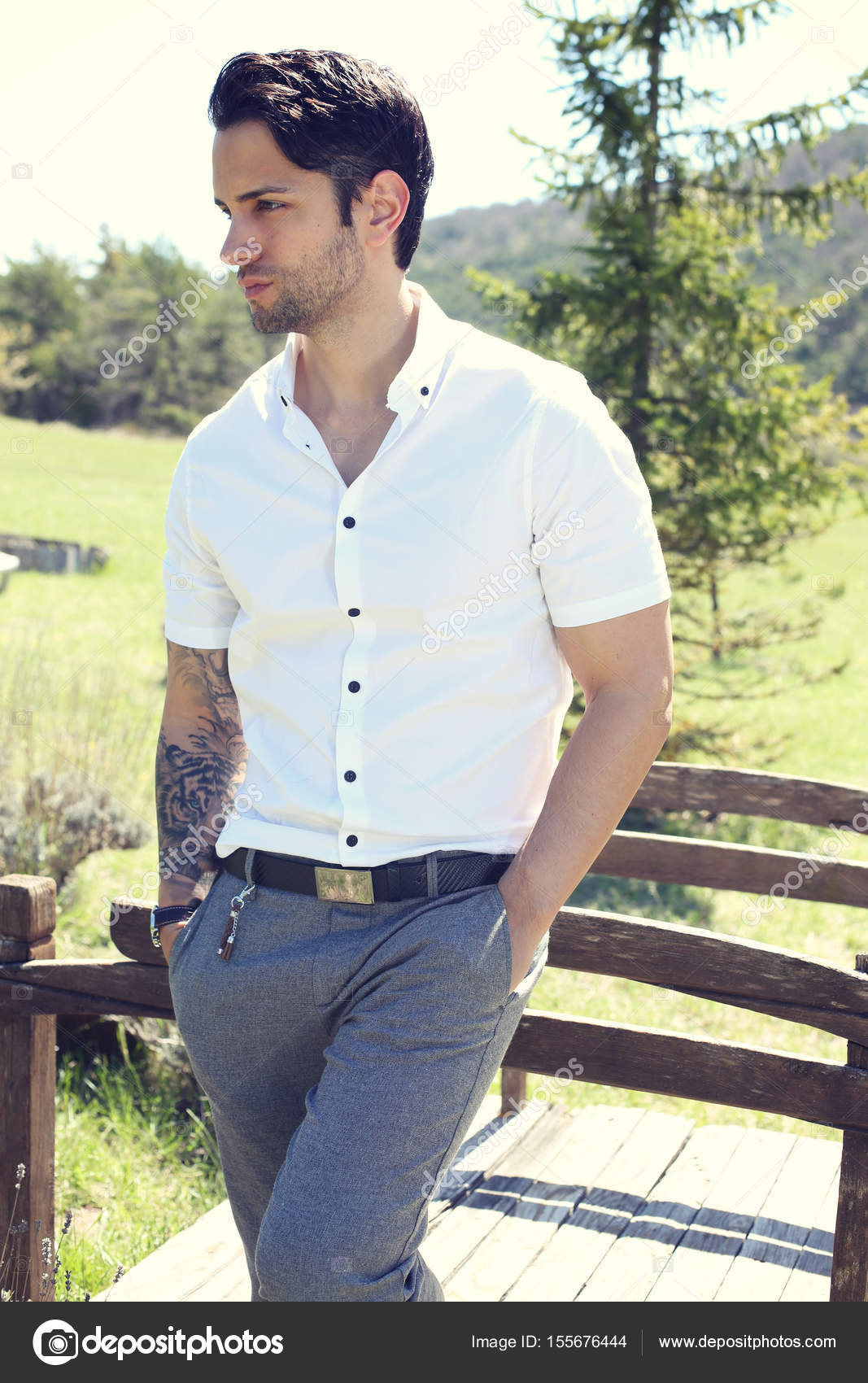Stylish Man Posing Outdoor Stock Photo Image By C Rdrgraphe 155676444 depositphotos