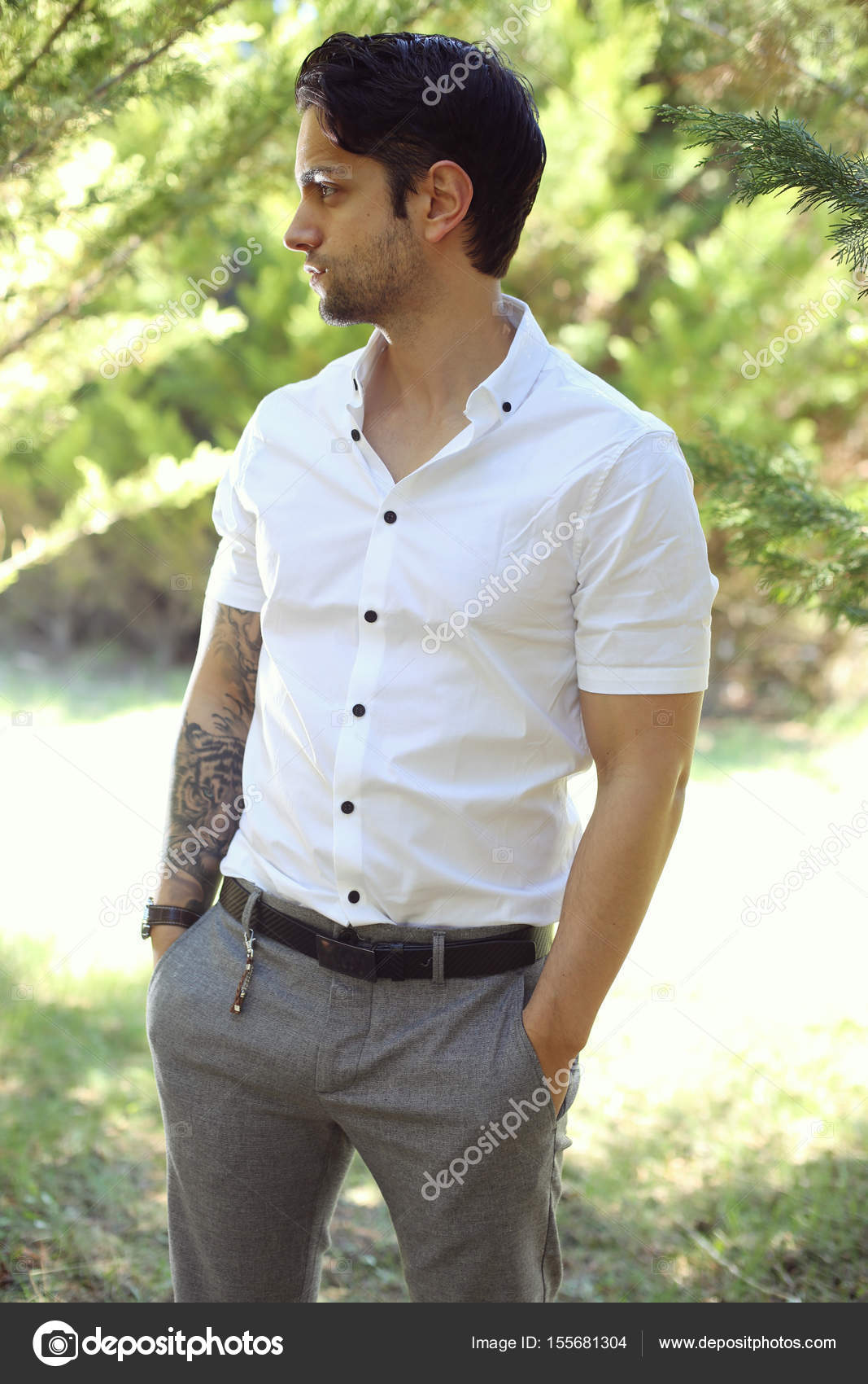 Fashionable Man Posing Outdoor Stock Photo Image By C Rdrgraphe 155681304 depositphotos