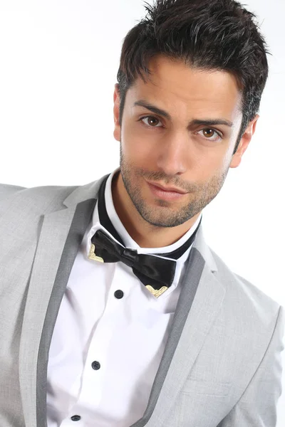 Portrait of an elegant man wearing a bow tie — Stock Photo, Image