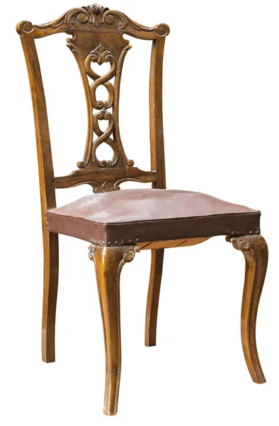 Brauner antiker Stuhl isoliert — Stockfoto