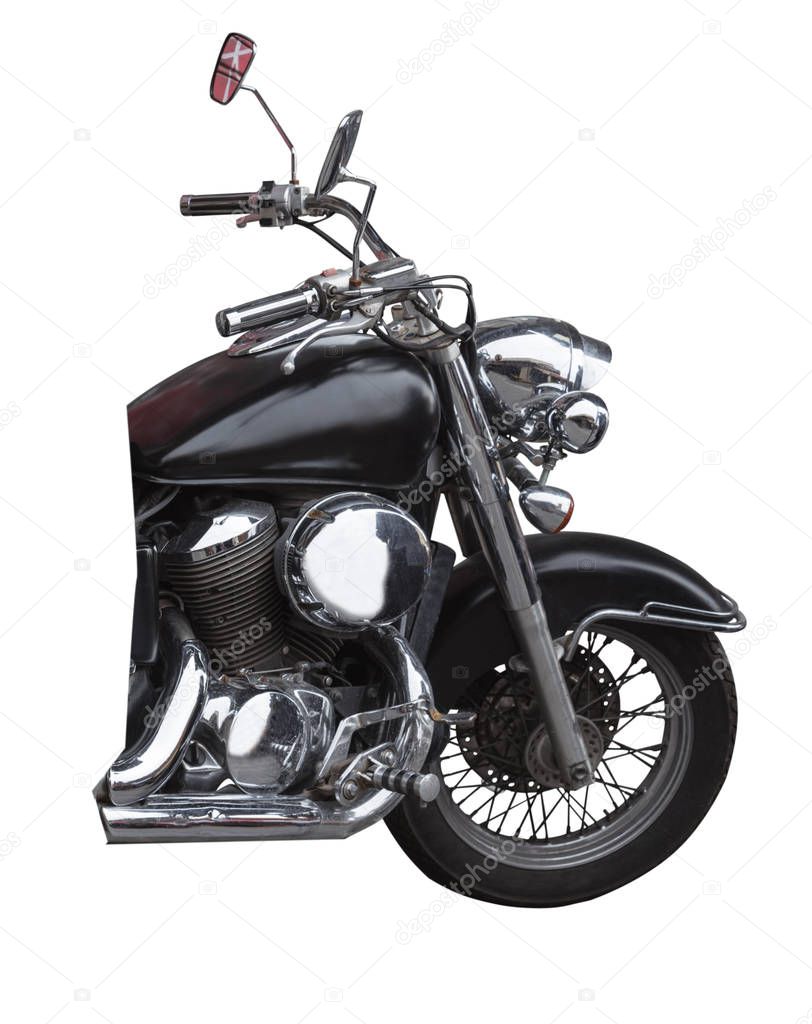 front wheel black motorcycle isolated