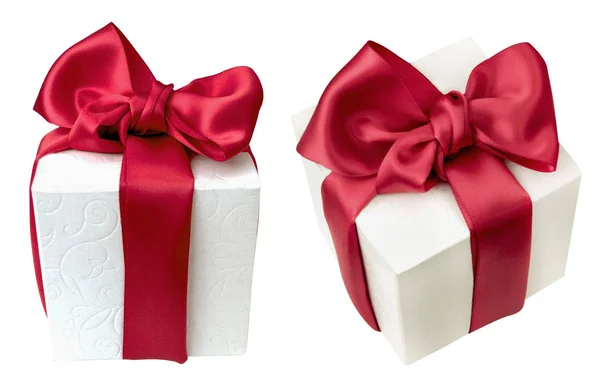 Two gift white box for celebration — Stock Photo, Image