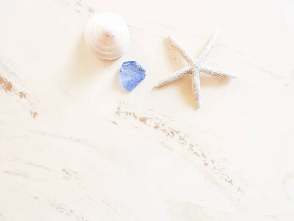 Пляж: Морская звезда, Shell, Seaglass, Мрамор — стоковое фото