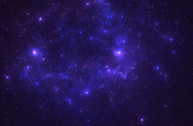 Koyu arkaplanda yıldızlar olan derin uzay nebulası.