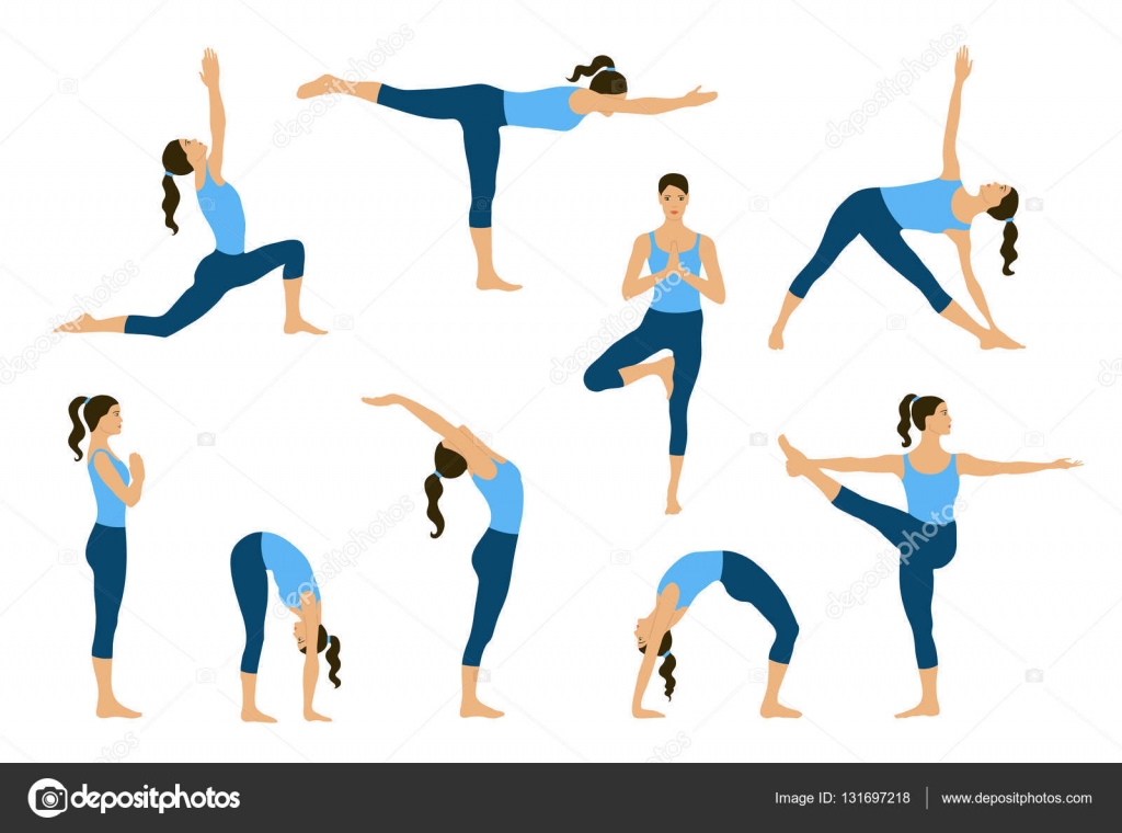 Zestaw do jogi. Młodych kobiet do ćwiczenia jogi. Grafika wektorowa od  ©GL_Sonts 131697218