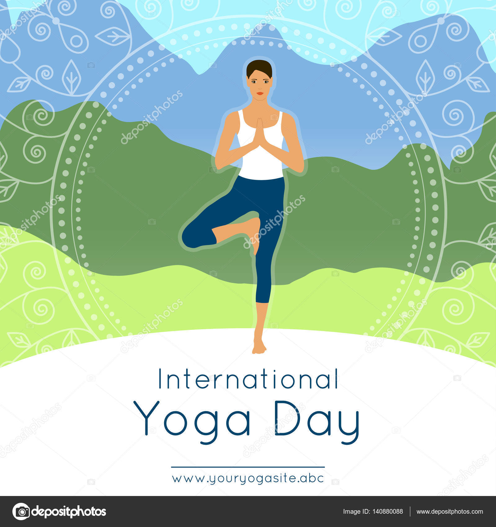 Vector Yoga Illustration Template Poster International Yoga Day