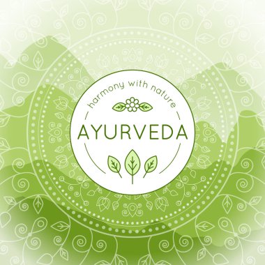 Dağlar manzara ile Ayurveda illüstrasyon vektör