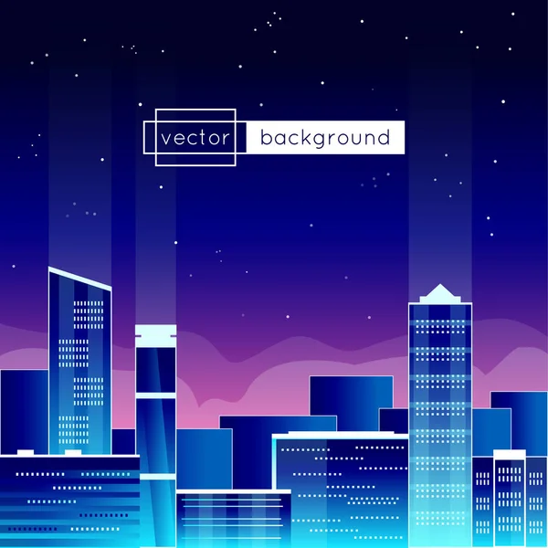 Vector illustration with view of a big city at the evening — Stock Vector