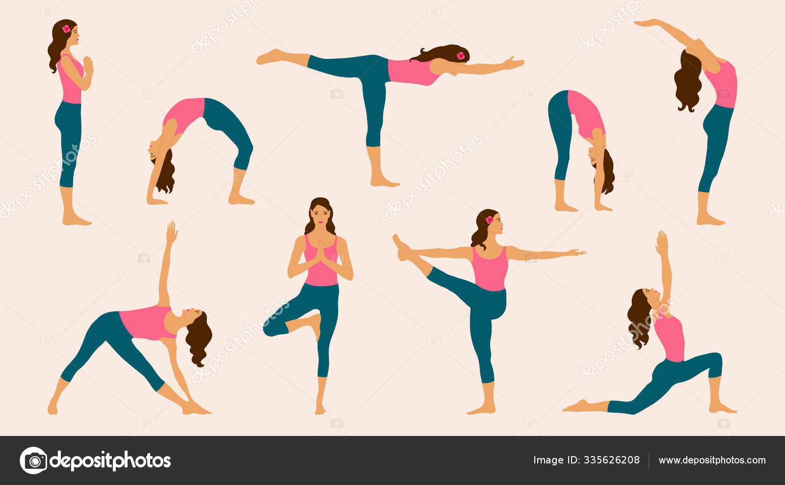 Vector Illustration Set Isolated Girls Silhouettes Yoga Poses Design  Elements Stock Vector by ©GL_Sonts 335626208