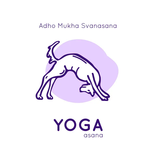 Vector Illustratie Met Grappige Hond Een Yoga Pose Adho Mukha — Stockvector