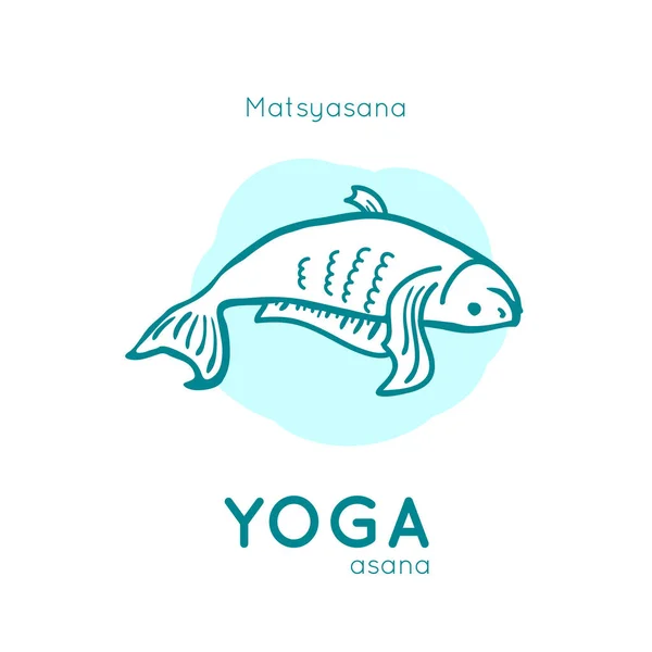 Vector Illustration Funny Fish Yoga Pose Matsyasana White Background Design — Stock vektor