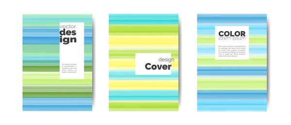 Vector Illustration Covers Set Text Stripes Bright Warm Colors Use — Stock Vector