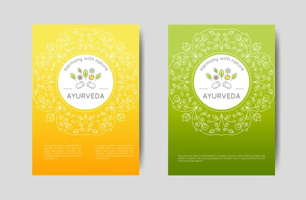 Vector Ayurveda Illustration Med Omslag Som Med Text Lutning Färger — Stock vektor