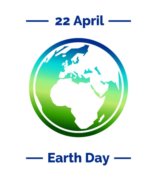 ポスター チラシやバナーのテンプレートとして使用するためのフラットスタイルでグラデーションの色で地球と4月22日 アースデイのための明るいベクトルイラスト 地球の日のコンセプトとしての地球と青のテキスト — ストックベクタ
