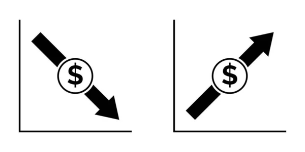 Vektorinfografiken Mit Schema Des Dollarverfalls Und Wachstums Eine Flache Darstellung lizenzfreie Stockillustrationen