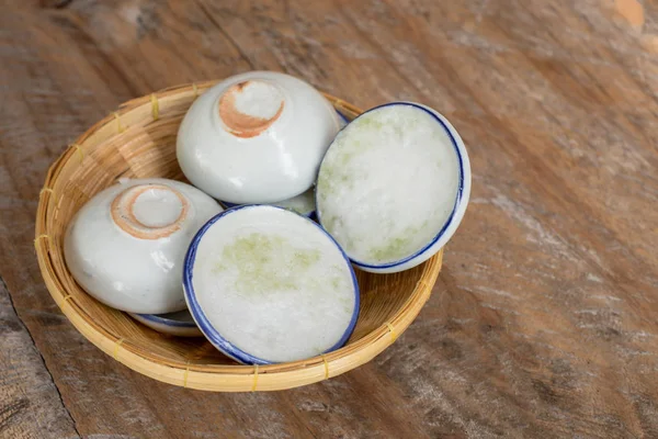 Thai Dessert Gedämpfter Pandanus Und Kokosmilchkuchen Hergestellt Aus Reismehl Kokos — Stockfoto