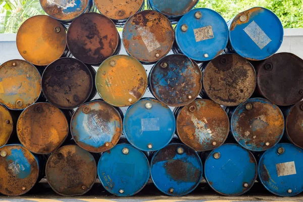 Steel Barrel Tank Oil Fuel Toxic Chemical Barrels Old 200 — Stock Photo, Image