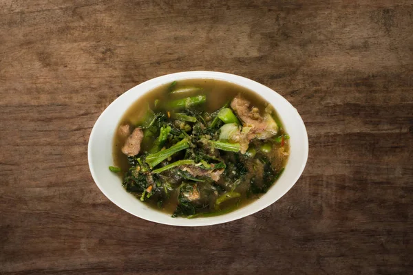 Míchaná Zelenina Houbová Pikantní Kari Polévka Kuřecím Masem Kaeng Thajské — Stock fotografie