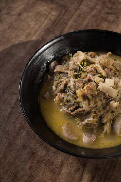 Míchaná Zelenina Houbová Pikantní Kari Polévka Nakládanými Rybami Kaeng Lao — Stock fotografie