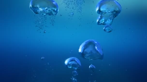 Большие пузыри под водой — стоковое видео