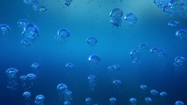 Jellyfish Looking Air Bubbles Slowly Rise Clear Water Looped Video — Stock Video