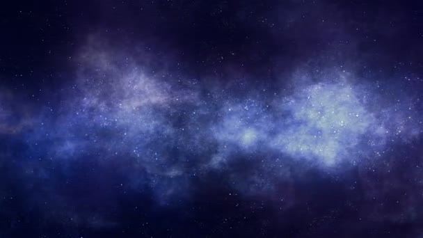 Fondo Espacial Cámara Mueve Nebulosa Azul Magenta Las Estrellas Están — Vídeo de stock