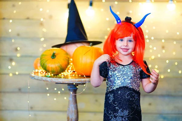 Happy deamon children during Halloween party — Stock Photo, Image