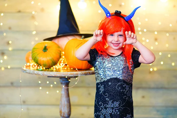 Happy deamon children during Halloween party — Stock Photo, Image