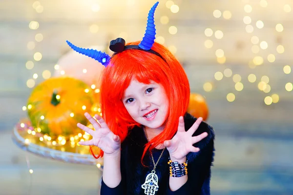 Happy deamon children during Halloween party — Stock Photo, Image