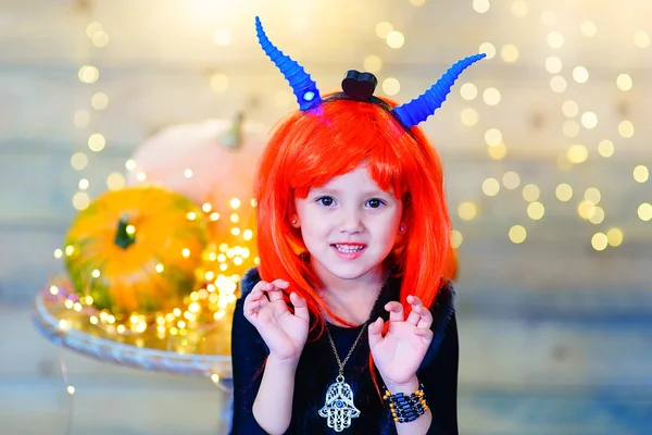 Happy deamon children during Halloween party — Stock Photo, Image