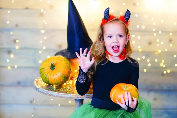 Happy deamon children during Halloween party — Stock Photo, Image