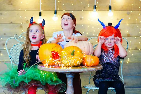 Happy group of children during Halloween party — Stock Photo, Image