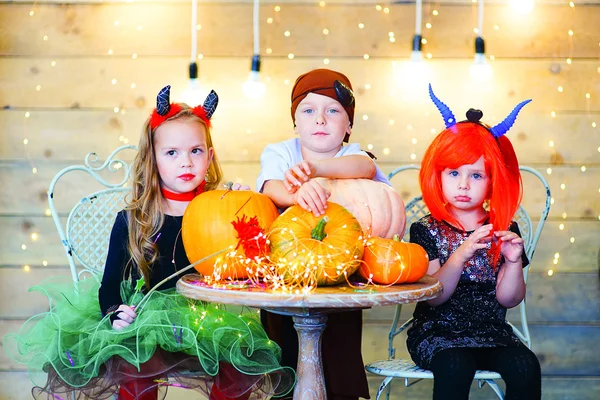 Happy group of children during Halloween party — Stock Photo, Image