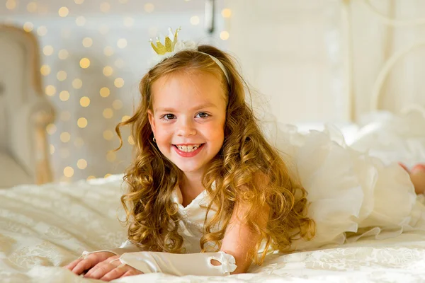 Little princess on the bed — Stock Photo, Image
