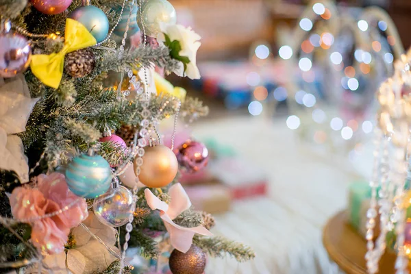 Interno di Natale in colori pastello bokeh — Foto Stock