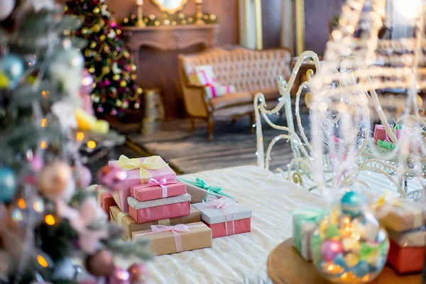 Kerst interieur in pastel kleuren — Stockfoto