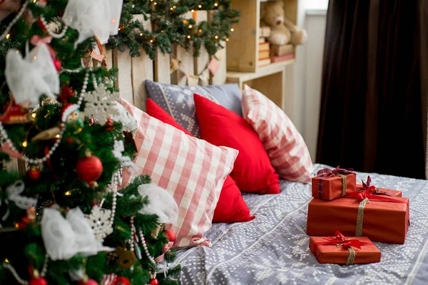 Kerst interieur landelijke stijl — Stockfoto