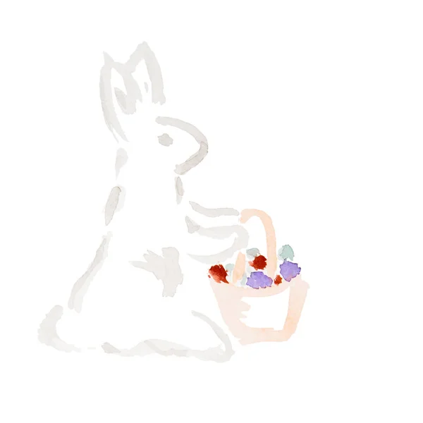 Akvarel velikonoční králík — Stock fotografie
