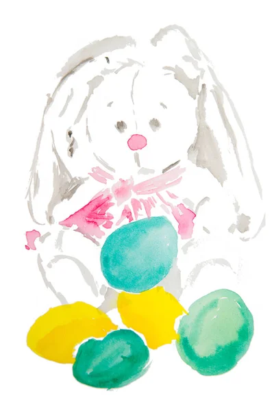 Akvarell játék húsvéti nyúl — Stock Fotó