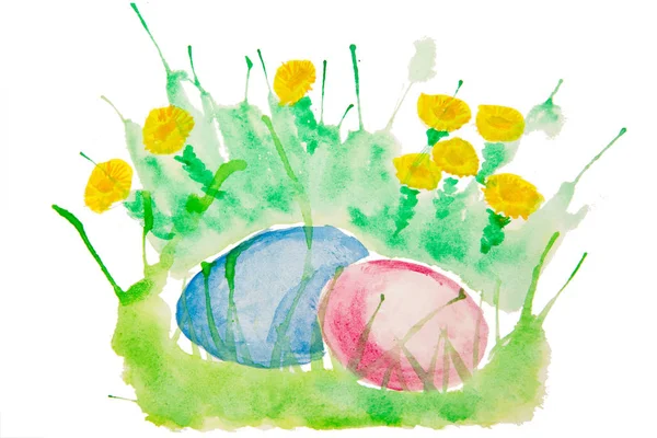 Пасхальные яйца акварелью — стоковое фото