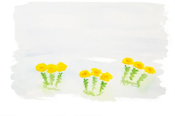 노란 수채화 꽃 — 스톡 사진